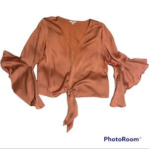 bar III Satin Tie Front Blouse